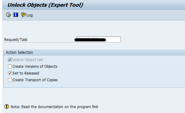 Release transport request locally using SE03