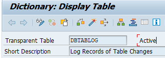 DBTABLOG table description: Log Records of Table Changes.
