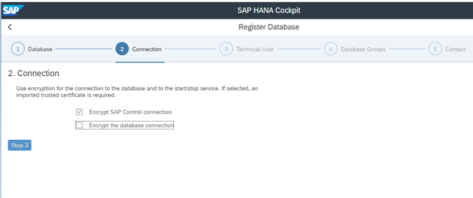 Use encryption for the connection to the database and to the start/stop service.