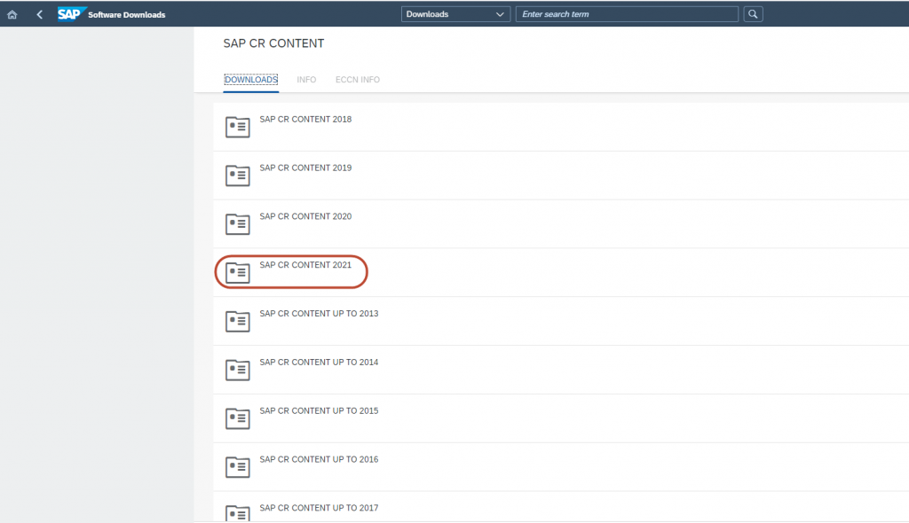 SAP CR CONTENT 2021