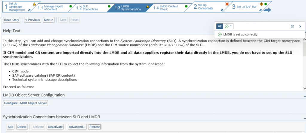 LMDB Synchronization connection activated