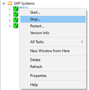 SAP Management console --> Stop SAP system
