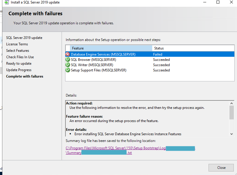 MS SQL server 2016 setup -->Database Engine Services (MSSQLSERVER) Failed