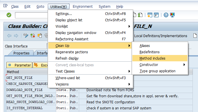 Utilities --> Clean up --> Method includes