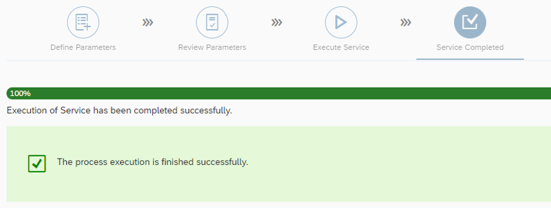 SWPM Service completed. The process execution finished successfully.