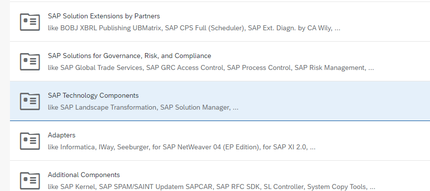 Search by Category --> SAP Technology Components
