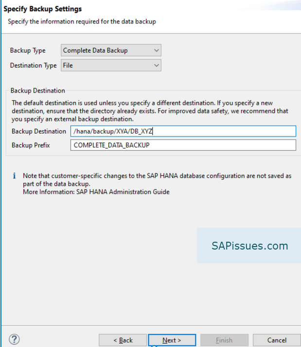 SAP HANA Studio: Backup of tenant database