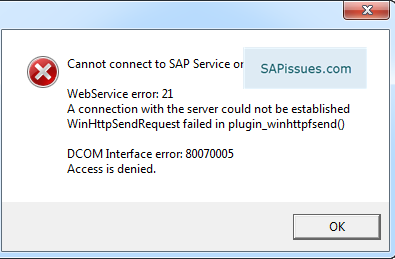 Access is denied (DCOM Interface error:80070005)