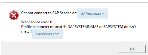 Profile parameter mismatch. SAPSYSTEMNAME or SAPSYSTEM doesn't match